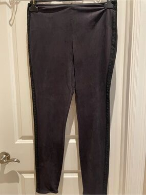 Lysse Navy Faux-Suede Leggings with Braided Side Trim